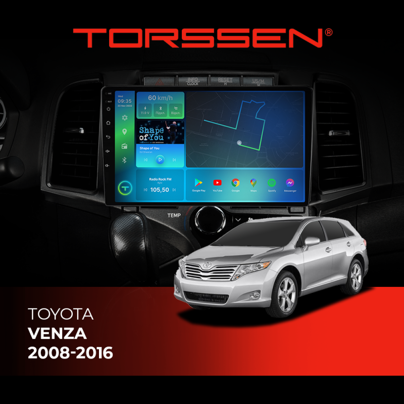Штатна магнітола Torssen Toyota Venza 08-16 FL9 4+64Gb 4G Carplay DSP