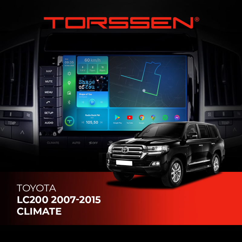 Штатная магнитола Torssen Toyota LC200 2007-2015 climate FL9 4+64Gb 4G Carplay DSP