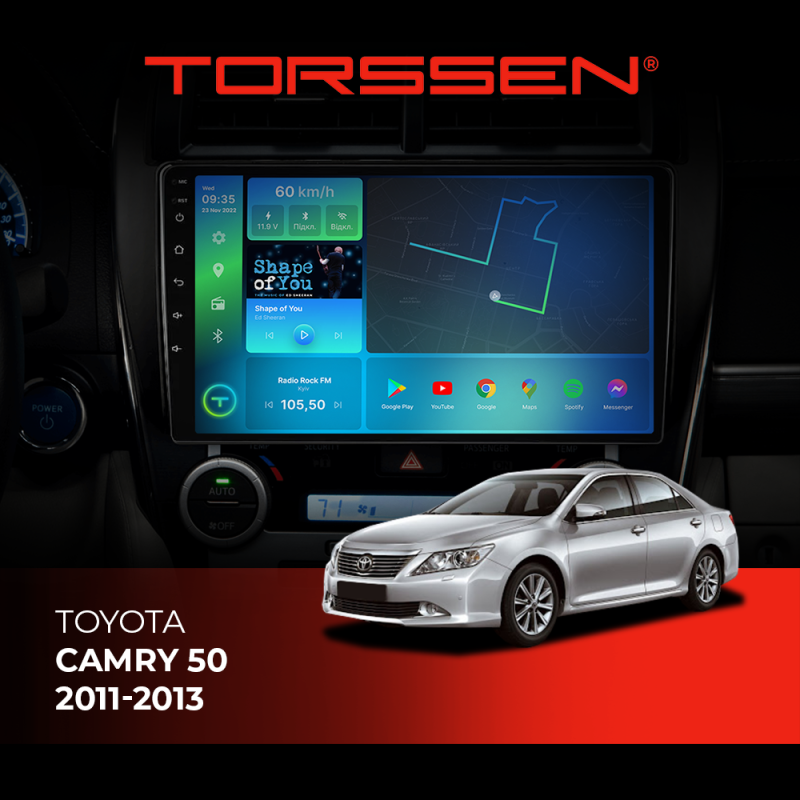 Штатна магнітола Torssen Toyota Camry 50 2011-2013 NF9 Carplay з кнопками