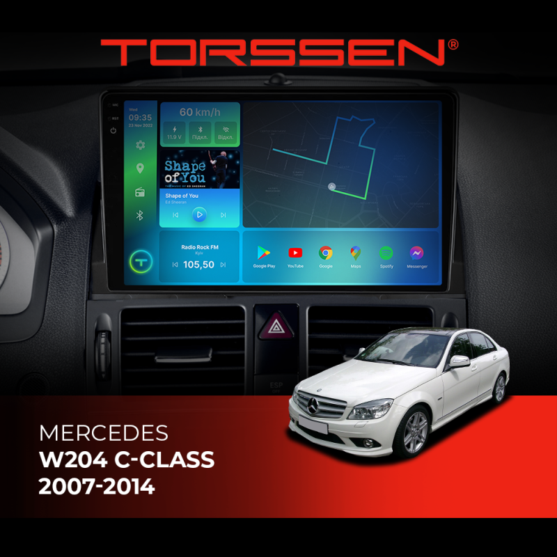 Штатна магнітола Torssen 2K Mercedes W204 C-class 07-14 F96128 4G Carplay DSP