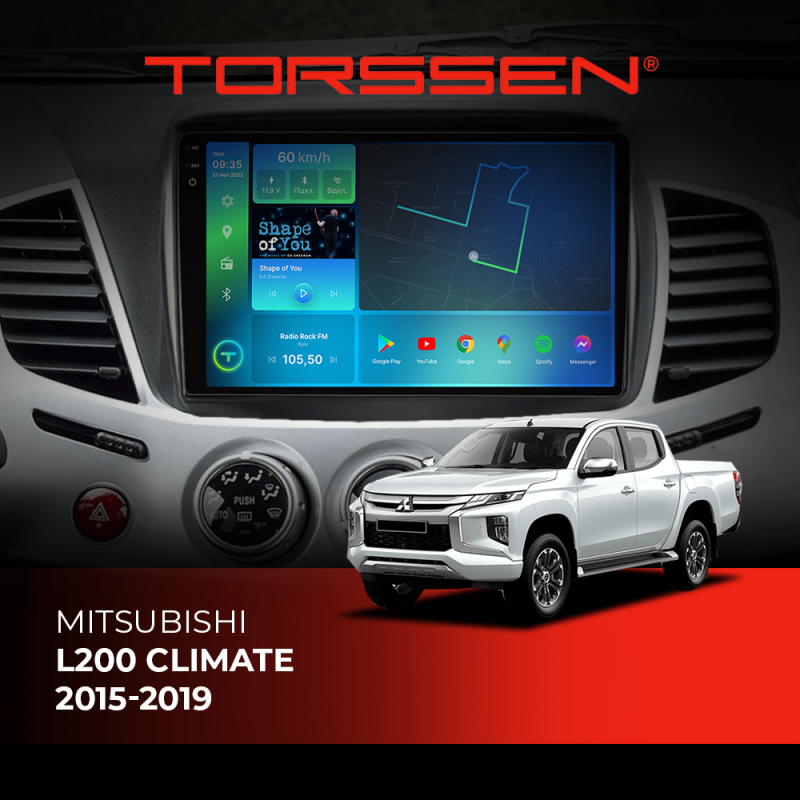 Штатна магнітола Torssen 2K Mitsubishi L200 climate 15-19 F96128 4G Carplay DSP