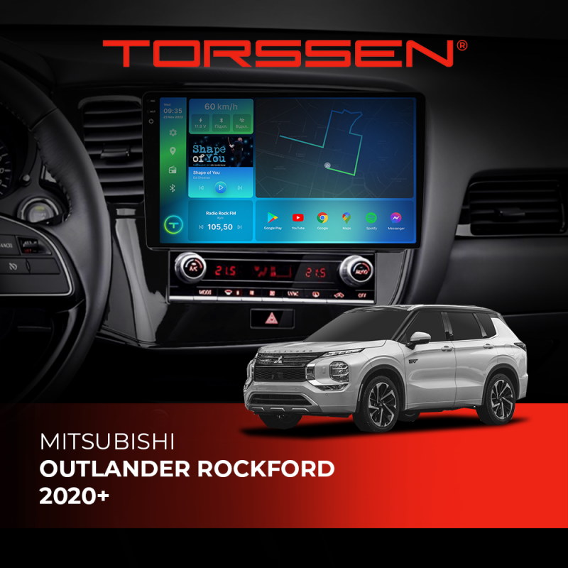 Штатна магнітола Torssen 2K Mitsubishi Outlander Rockford 20+ FL10 4+64Gb 4G Carplay DSP