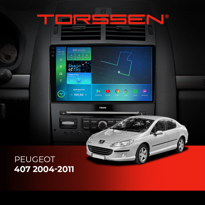Штатна магнітола Torssen 2K Peugeot 407 04-11 F98256 4G Carplay DSP