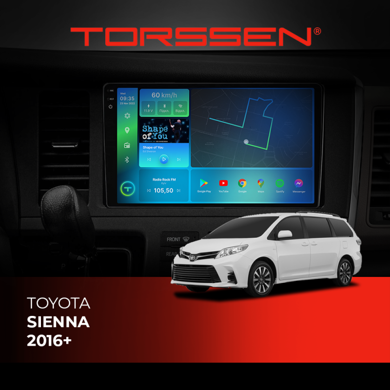 Штатна магнітола Torssen 2K Toyota Sienna 16+ F9464 4G Carplay DSP