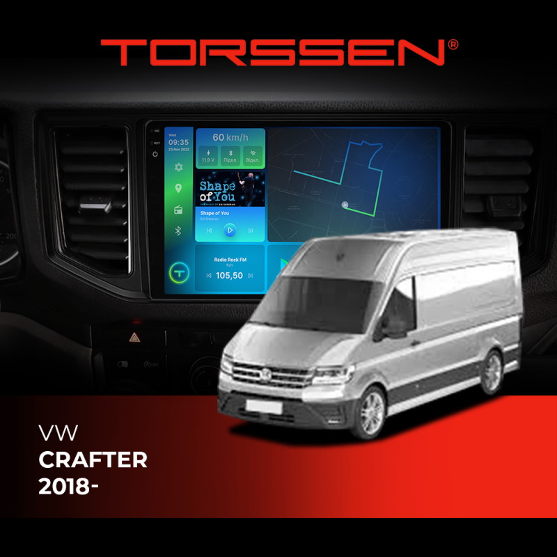 Штатна магнітола Torssen 2K VW Crafter 2018- FL10 4+64Gb 4G Carplay DSP