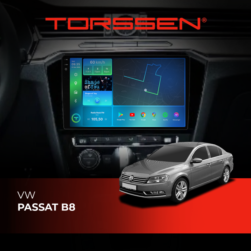 Штатна магнітола Torssen 2K VW Passat B8 FL10 4+64Gb 4G Carplay DSP