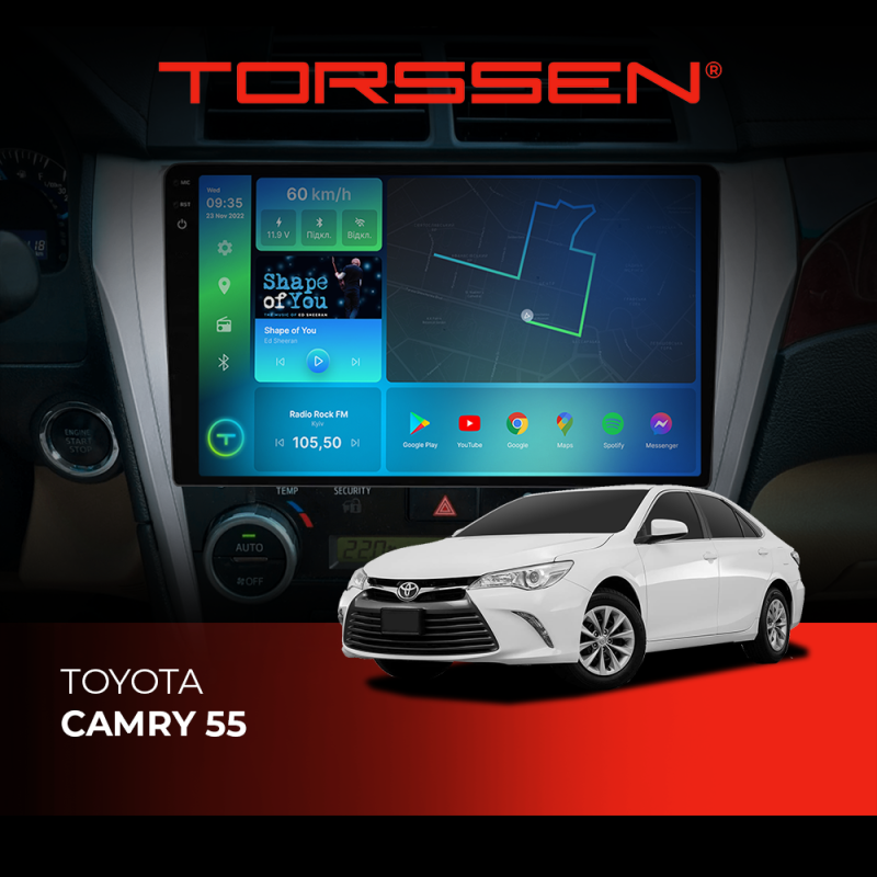 Штатна магнітола Torssen 2K Toyota Camry 55 FL10 4+64Gb 4G Carplay DSP