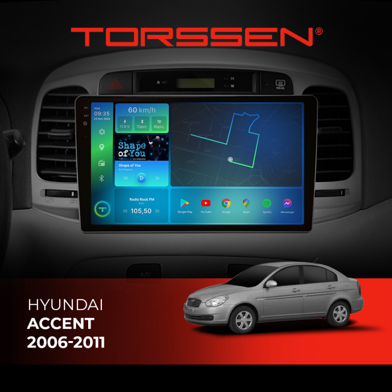 Штатна магнітола Torssen 2K Hyundai Accent 2006-2011 F9464 4G Carplay DSP