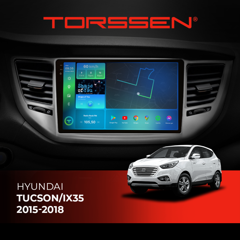 Штатна магнітола Torssen 2K Hyundai Tucson/IX35 2015-2018 F96128 4G Carplay DSP
