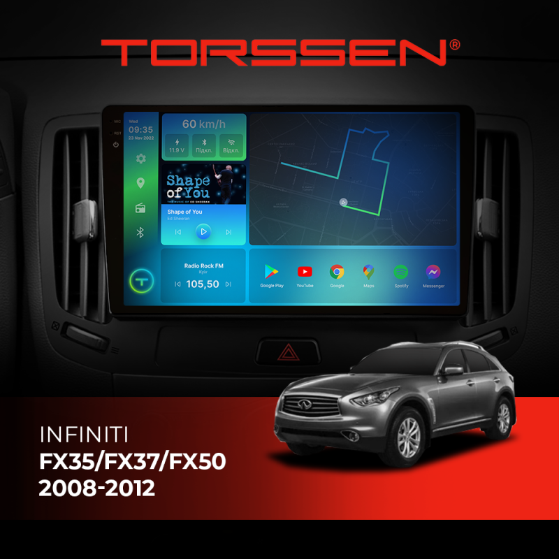 Штатна магнітола Torssen 2K Infiniti FX35/FX37/FX50 2008-2012 F96128 4G Carplay DSP