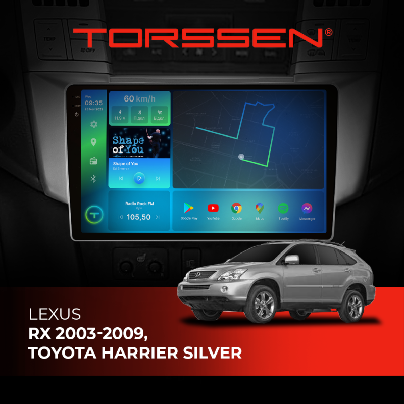 Штатна магнітола Torssen 2K Lexus RX 03-09, Toyota Harrier Silver F96128 4G Carplay DSP