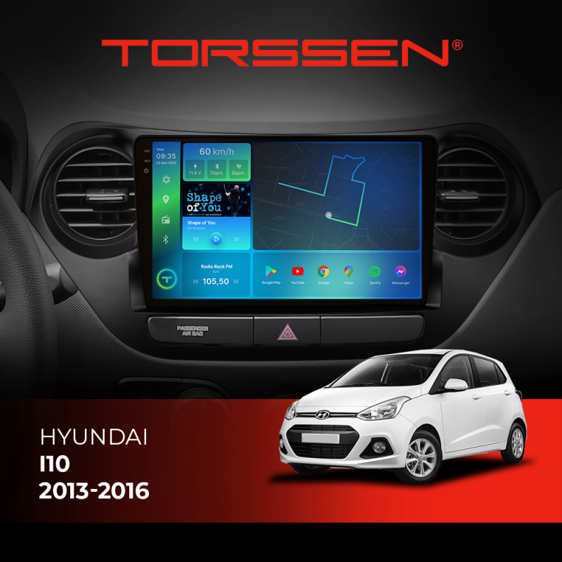Штатна магнітола Torssen 2K Hyundai I10 2013-2016 F96128 4G Carplay DSP