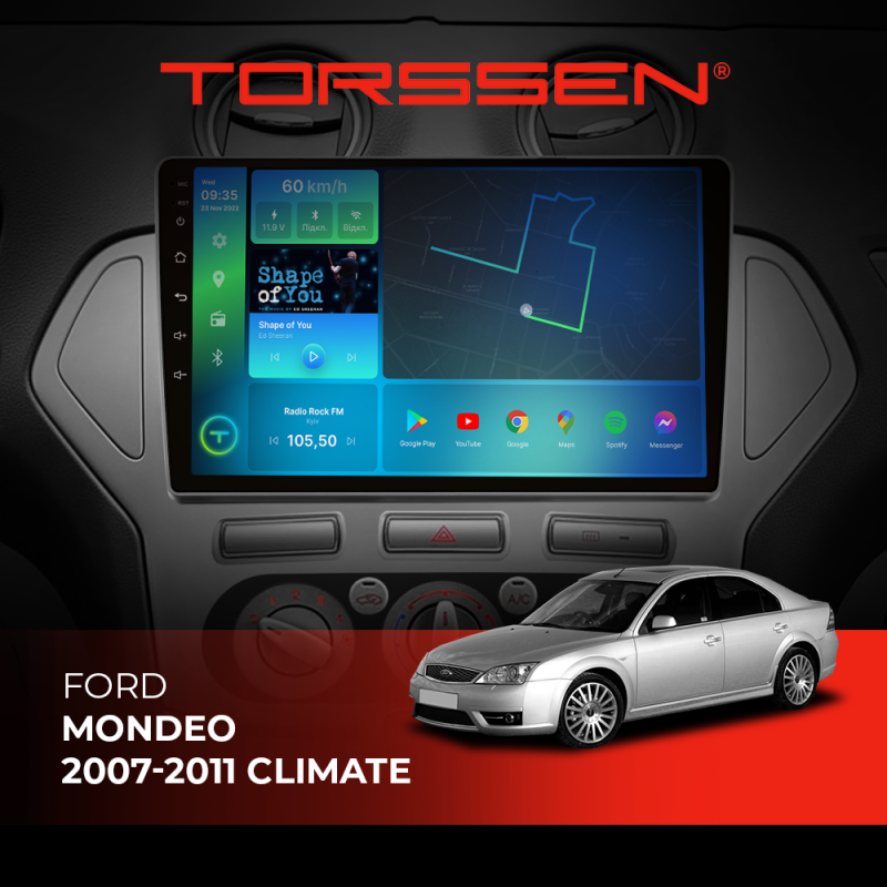Штатна магнітола Torssen 2K Ford Mondeo 07-11 climate F106128 4G Carplay DSP