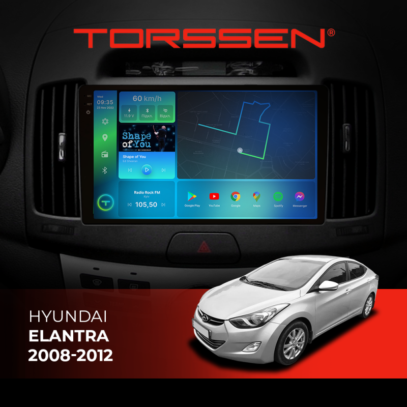 Штатна магнітола Torssen 2K Hyundai Elantra 08-12 F96128 4G Carplay DSP
