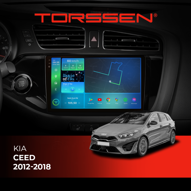 Штатна магнітола Torssen 2K Kia Ceed 12-18 F96128 4G Carplay DSP