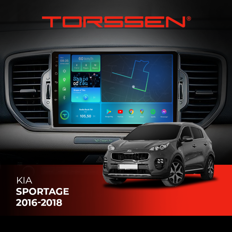 Штатна магнітола Torssen 2K Kia Sportage 2016-2018 F98256 4G Carplay DSP