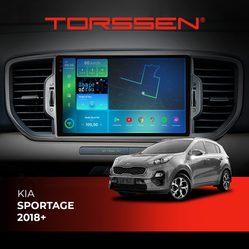 Штатна магнітола Torssen 2K Kia Sportage 2018+ F96128 4G Carplay DSP
