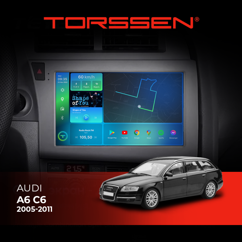 Штатна магнітола 2K Torssen Audi A6 C6 2005-2011 F96128 4G Carplay DSP