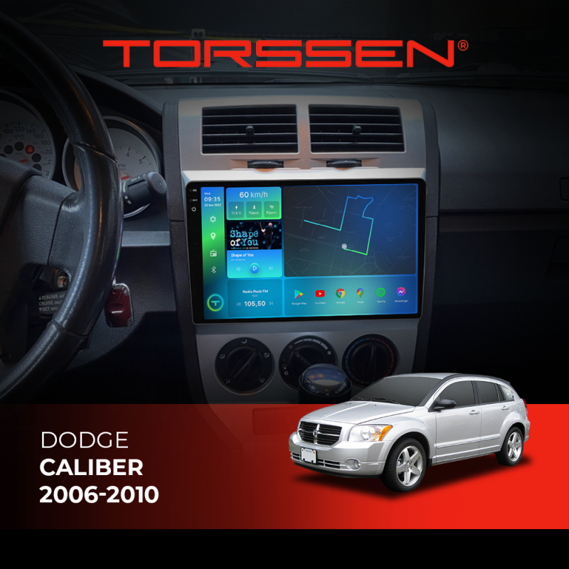 Штатна магнітола Torssen 2K Dodge Caliber 2006-2010 F106128 4G Carplay DSP