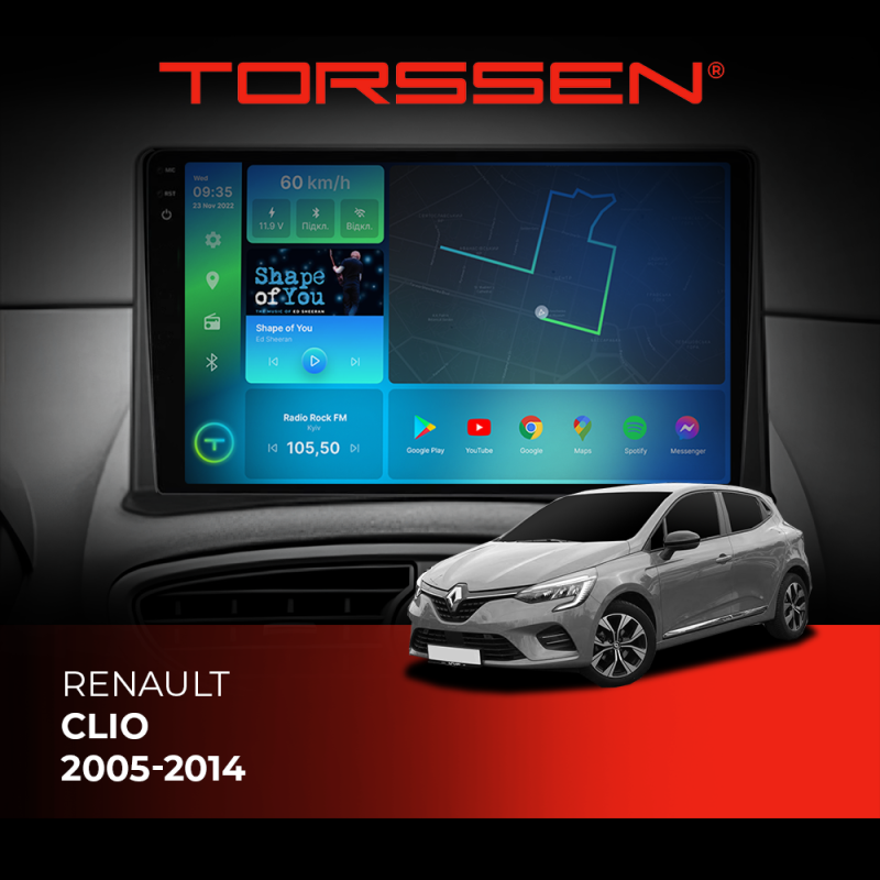 Штатна магнітола Torssen  2K DTS Renault Clio 05-14 F9432 4G Carplay DSP