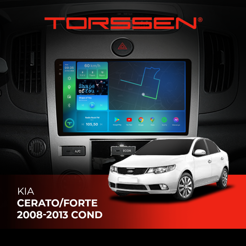 Штатна магнітола Torssen 2K DTS Kia Cerato/Forte 08-13 F9432 4G Carplay DSP conditioner