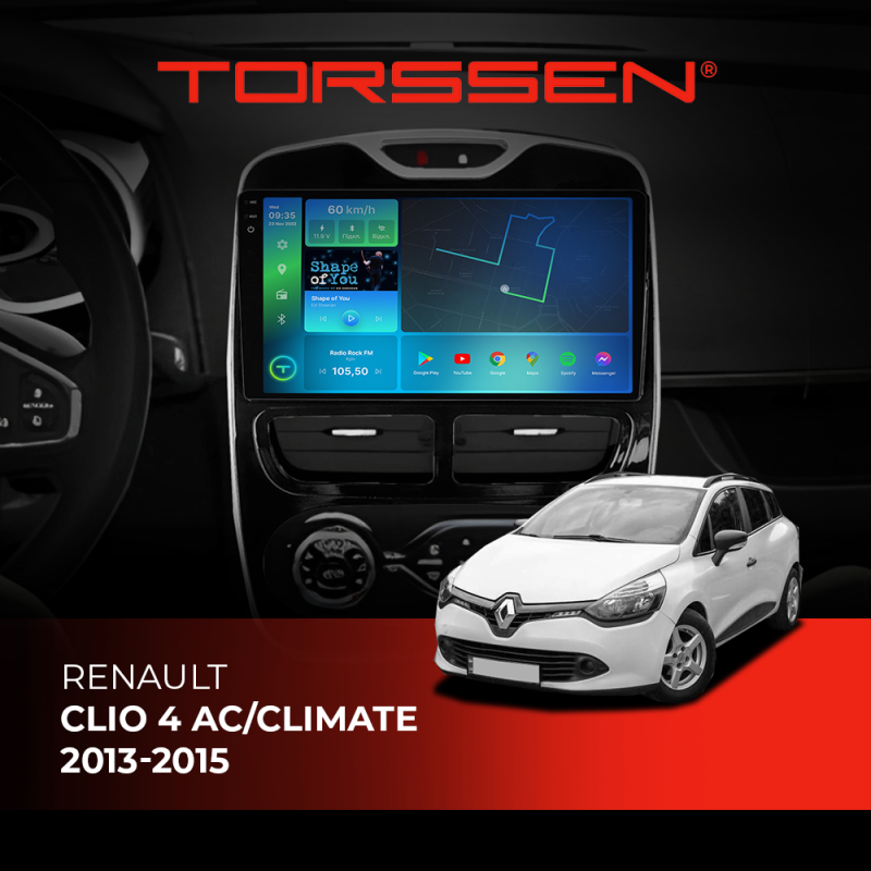 Штатна магнітола Torssen 2K DTS Renault Clio 4 AC/Climate 13-15 F9432 4G Carplay DSP