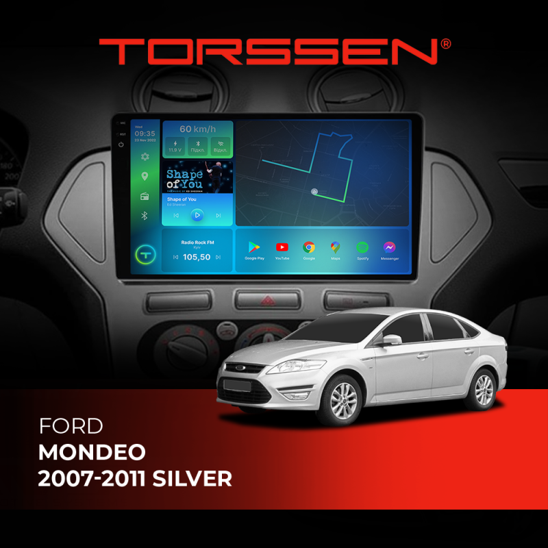 Штатна магнітола Torssen 2K Ford Mondeo 07-11 silver F9332 4G Carplay DSP