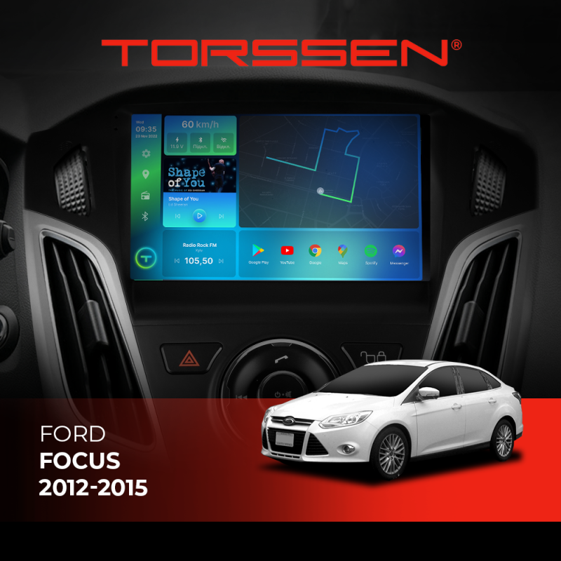 Штатна магнітола Torssen 2K Ford Focus 12-15 з кнопками FL9 4+64Gb 4G Carplay DSP