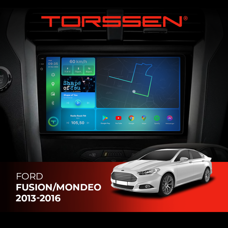 Штатна магнітола Torssen 2K Ford Fusion/Mondeo 2013-2016 FL9 4+64Gb 4G Carplay DSP