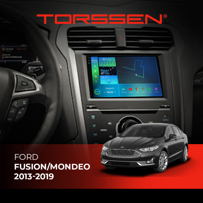 Штатна магнітола Torssen 2K Ford Fusion/Mondeo 201з кнопками FL9 4+64Gb 4G Carplay DSP