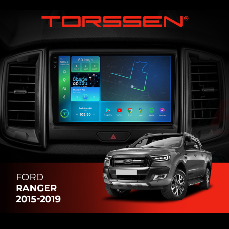 Штатна магнітола Torssen 2K Ford Ranger 15-19 FL9 4+64Gb 4G Carplay DSP