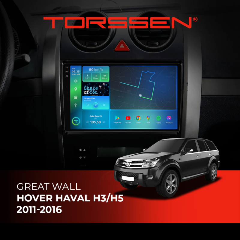 Штатна магнітола Torssen 2K Great Wall Hover Haval H3/H5 2011-2016 FL9 4+64Gb 4G Carplay DSP