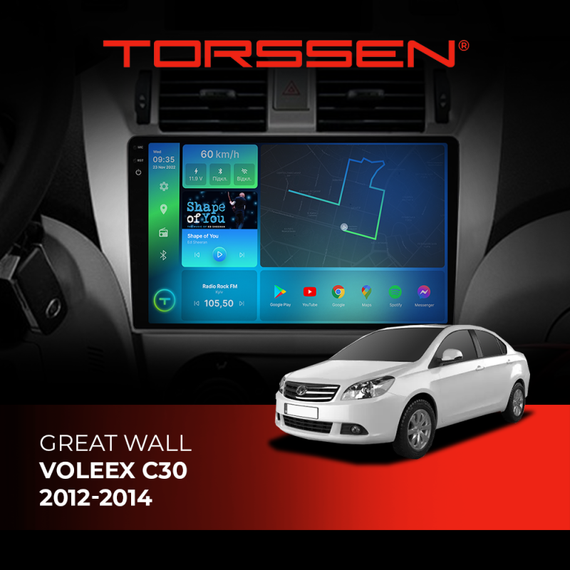 Штатна магнітола Torssen 2K Great Wall Voleex C30 2012-2014 FL9 4+64Gb 4G Carplay DSP