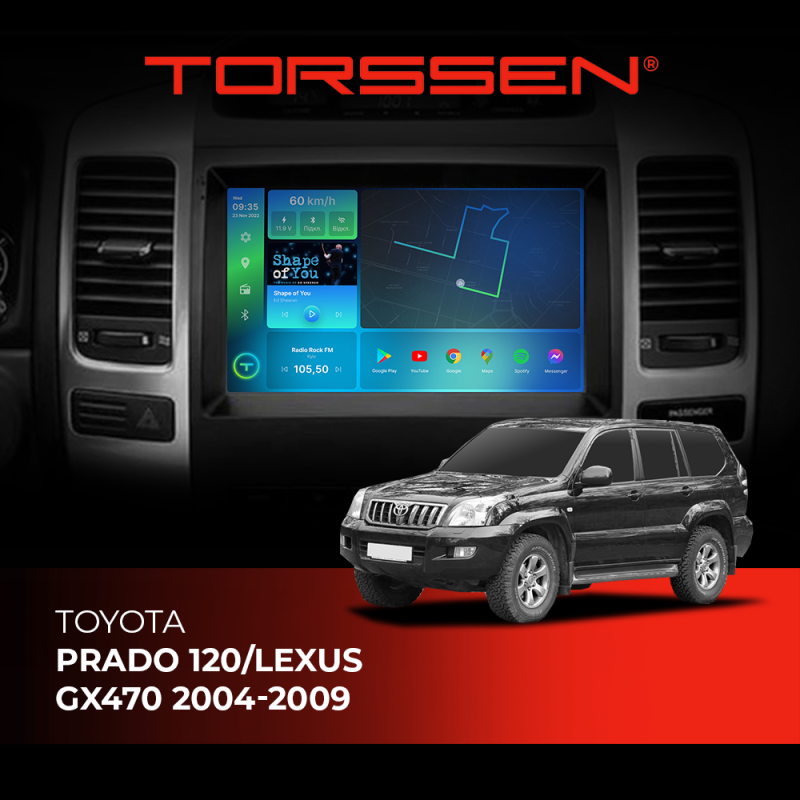 Штатна магнітола Torssen Toyota Prado 120/Lexus GX470 04-09 F9332 4G Carplay DSP