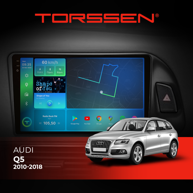 Штатна магнітола Torssen 2K Audi Q5 10-18 F10332 4G Carplay DSP