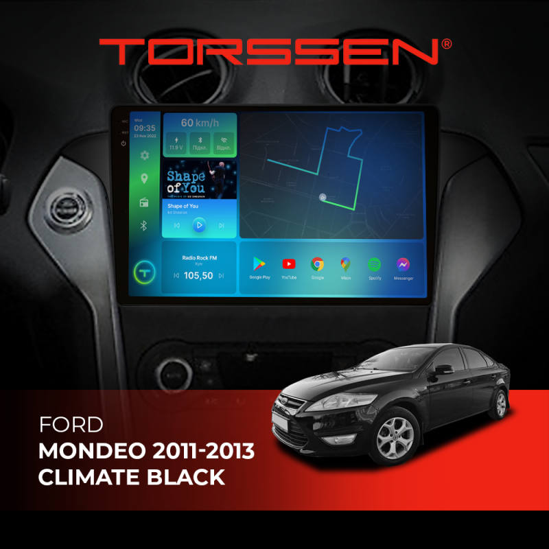 Штатна магнітола Torssen 2K Ford Mondeo 11-13 climate black F10332 4G Carplay DSP