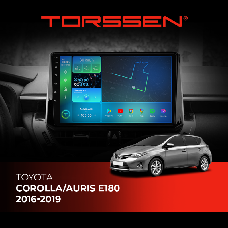 Штатна магнітола Torssen Toyota Corolla / Auris E180  2016-2019 F9332 4G Carplay DSP