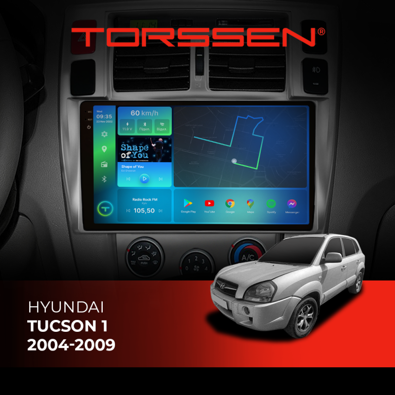 Штатна магнітола Torssen 2K Hyundai Tucson 1 04-09 F10332 4G Carplay DSP