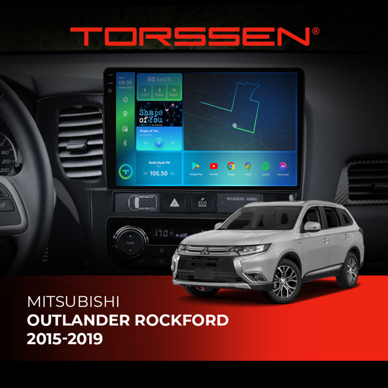 Штатна магнітола Torssen 2K Mitsubishi Outlander Rockford 15-19 F10332 4G Carplay DSP