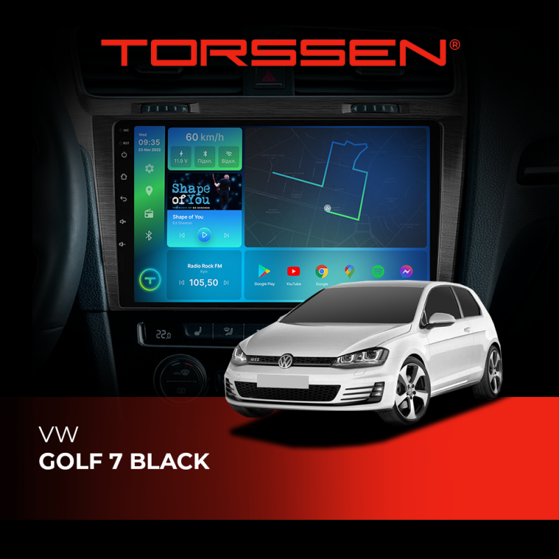 Штатна магнітола Torssen Golf 7 black F10332 4G Carplay