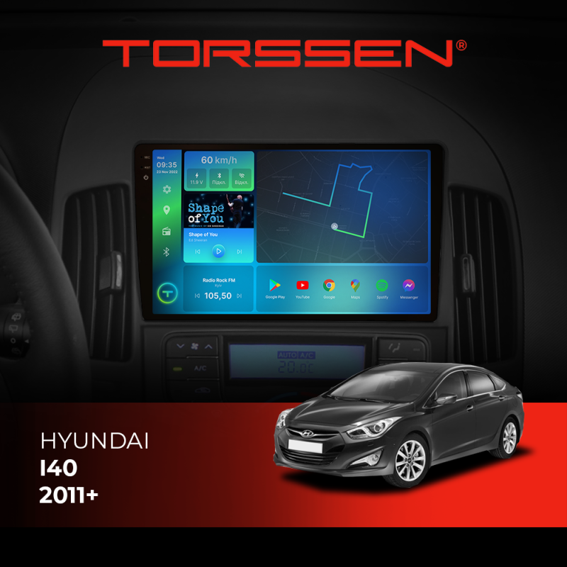 Штатна магнітола Torssen 2K Hyundai i40 2011+ FL9 4+64Gb 4G Carplay DSP