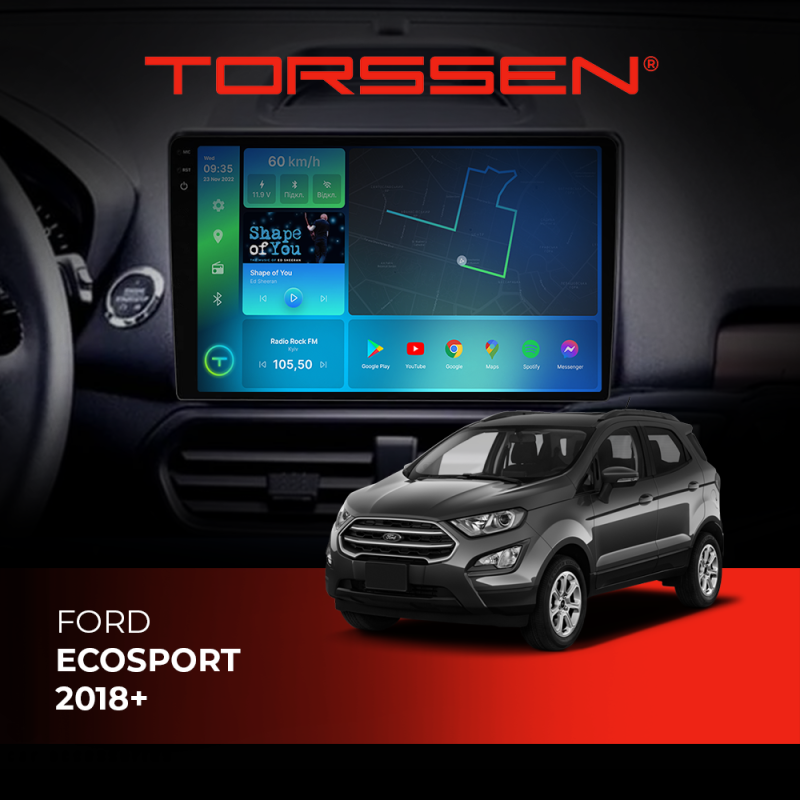 Штатна магнітола Torssen 2K Ford Ecosport 2018+ F9332 4G Carplay DSP