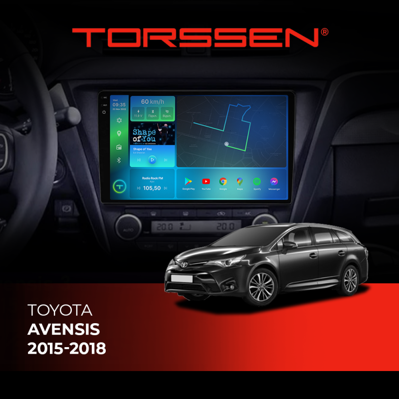 Штатна магнітола 2K Torssen Toyota Avensis 2015-2018 FL9 4+64Gb 4G Carplay DSP
