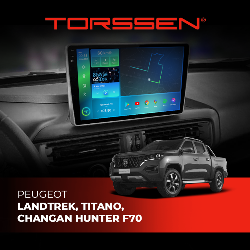 Штатна магнітола Torssen 2K DTS Peugeot Landtrek / Titano / Changan Hunter F70 F10432 4G Carplay DSP