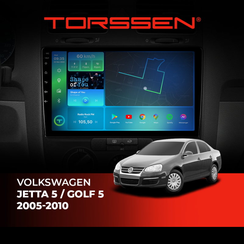 Штатна магнітола Torssen Volkswagen Jetta 5, Golf 5 2005-2010 FL10 4+64Gb 4G Carplay DSP