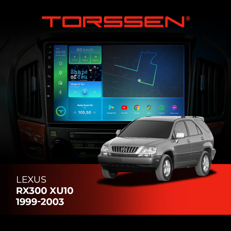Штатна магнітола Torssen Lexus RX300 XU10 1999-2003 F9332 4G Carplay DSP з кнопками