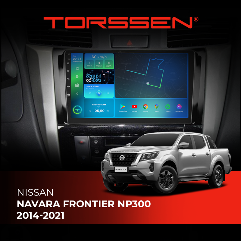 Штатна магнітола Torssen Nissan Navara Frontier NP300 2014-2021 FL9 4+64Gb 4G Carplay DSP