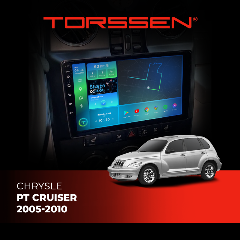 Штатна магнітола Torssen Chrysler PT Cruiser 2005-2010 FL9 4+64Gb 4G Carplay DSP