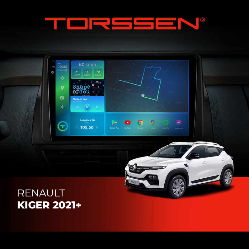 Штатна магнітола Torssen 2K Renault Kiger 2021+ F98256 4G Carplay DSP
