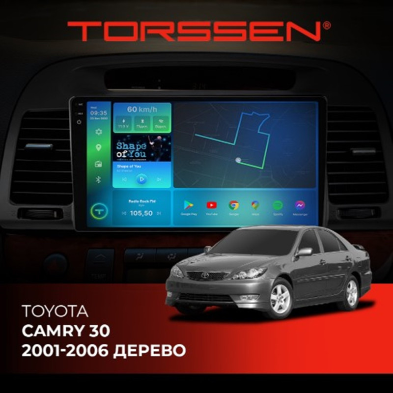 Штатна магнітола Torssen 2K Toyota Camry 30 01-06 дерево F9332 4G Carplay DSP
